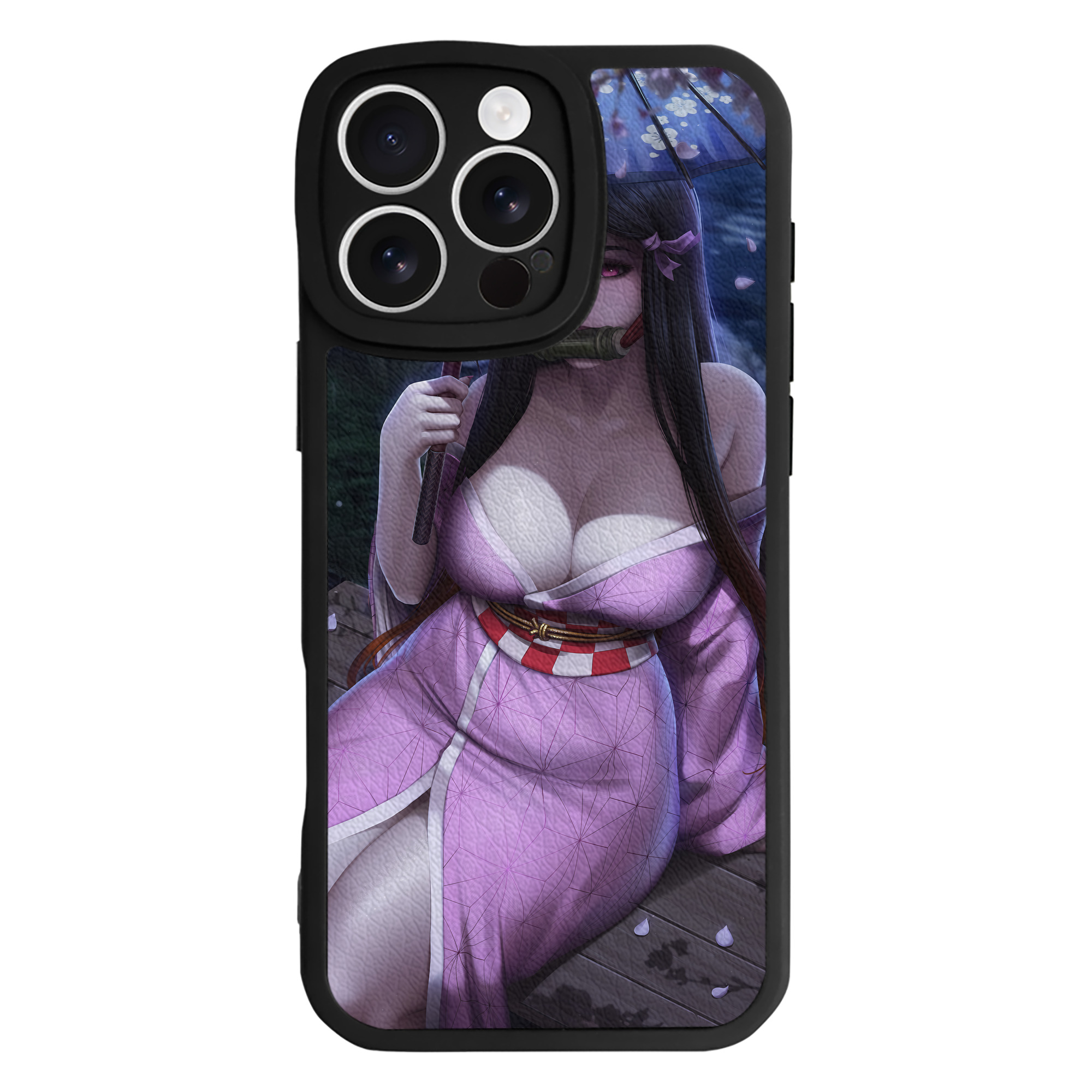 （画像用） 鬼滅の刃（きめつのやいば）竈門 禰󠄀豆子／かまど ねずこ Kamado Nezuko 【iPhone 16シリーズ対応】シリコンスマホケース（レザー調） 材質：シリコン